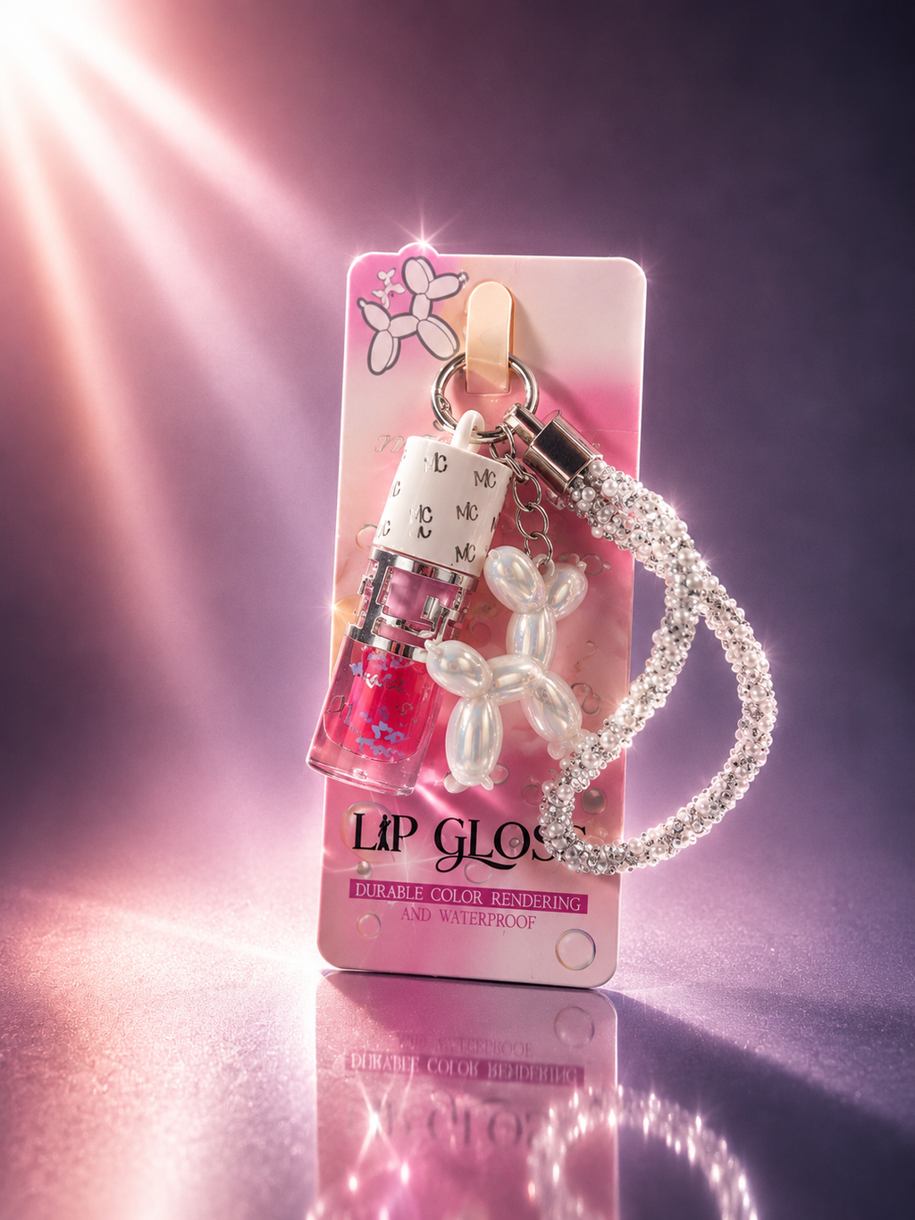 MC Lipgloss with Balloon Dog Keychain