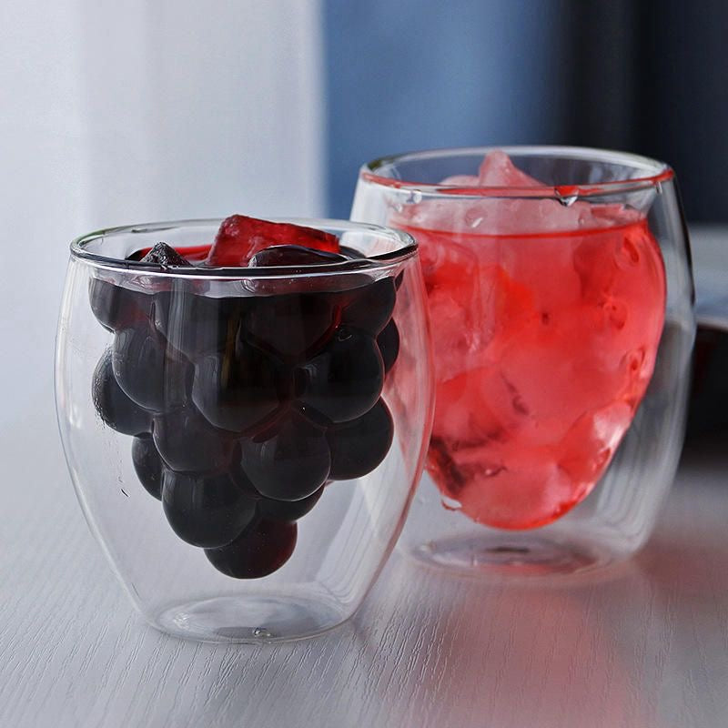 Double Walled Grape Shaped Glass Cup