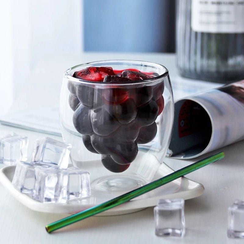 Double Walled Grape Shaped Glass Cup