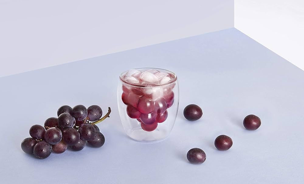 Double Walled Grape Shaped Glass Cup