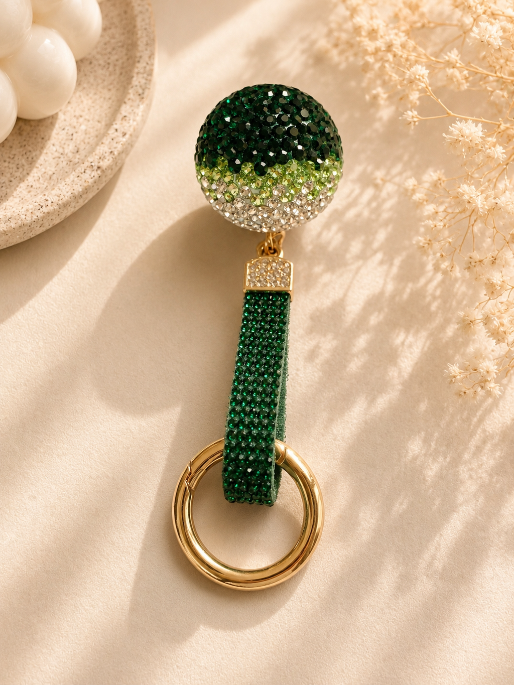 Green Disco Ball Keychain