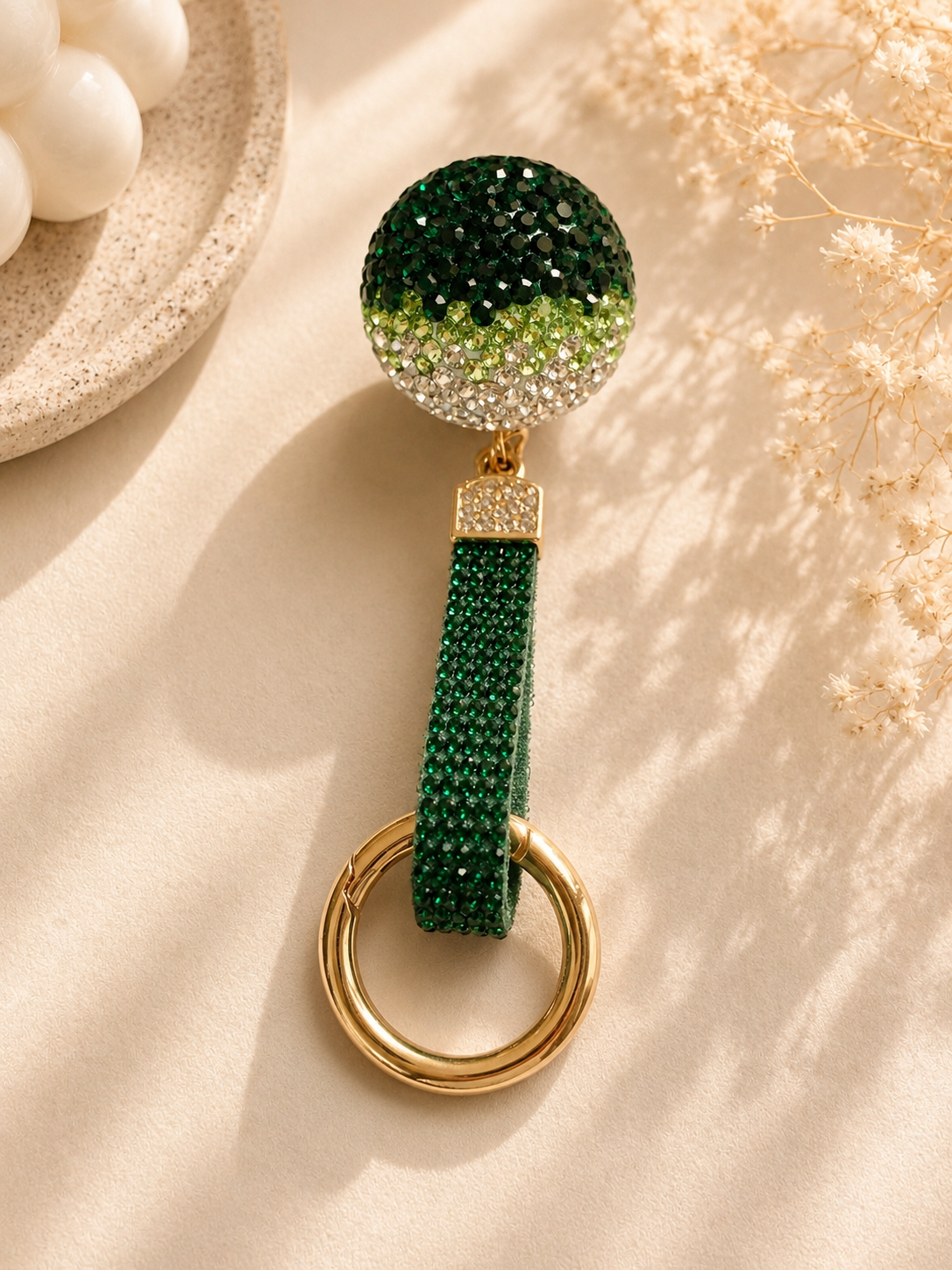 Green Disco Ball Keychain