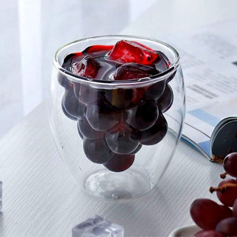 Double Walled Grape Shaped Glass Cup