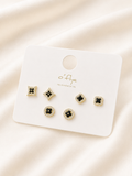 Noir Clover Stud Trio Earrings