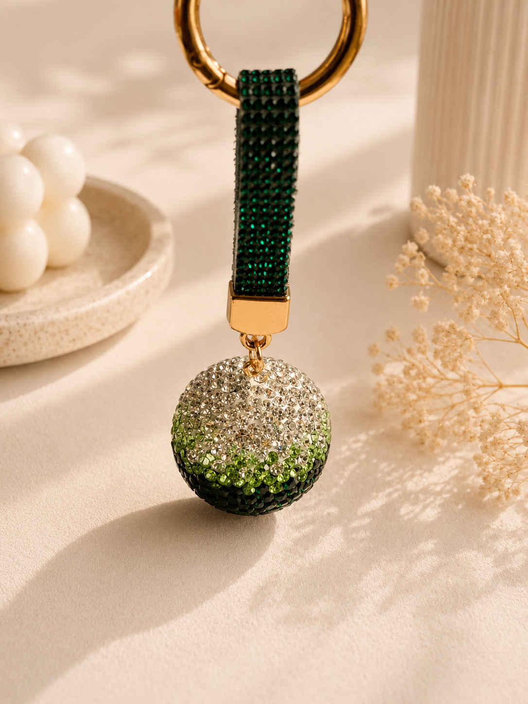 Green Disco Ball Keychain